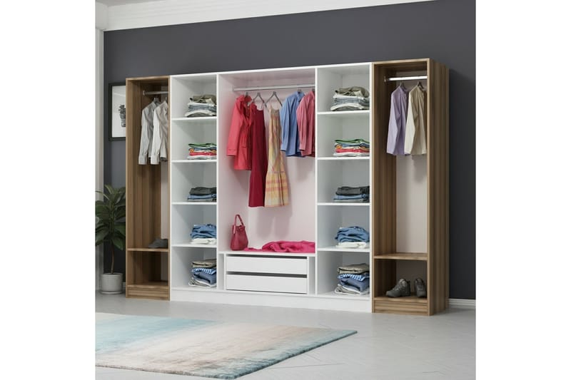 Garderobe Cambrian 270 cm - Hvit/Brun - Oppbevaring - Garderober & garderobesystem