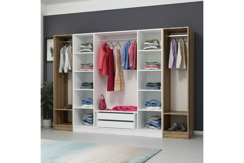 Garderobe Cambrian 270 cm - Hvit/Brun - Oppbevaring - Garderober & garderobesystem