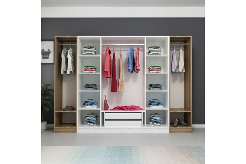 Garderobe Cambrian 270 cm - Hvit/Brun - Oppbevaring - Garderober & garderobesystem