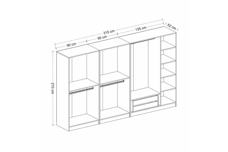 Garderobe Cambrian 315 cm - Antrasitt - Oppbevaring - Garderober & garderobesystem