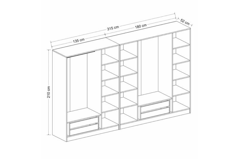 Garderobe Cambrian 315 cm - Antrasitt - Oppbevaring - Garderober & garderobesystem