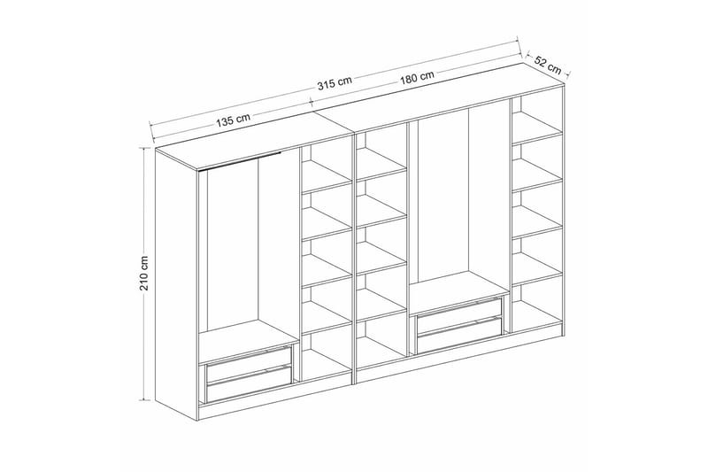 Garderobe Cambrian 315 cm - Eik - Oppbevaring - Garderober & garderobesystem