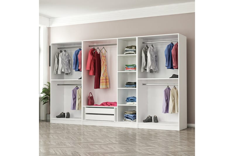 Garderobe Cambrian 315 cm - Grå/Hvit - Oppbevaring - Garderober & garderobesystem