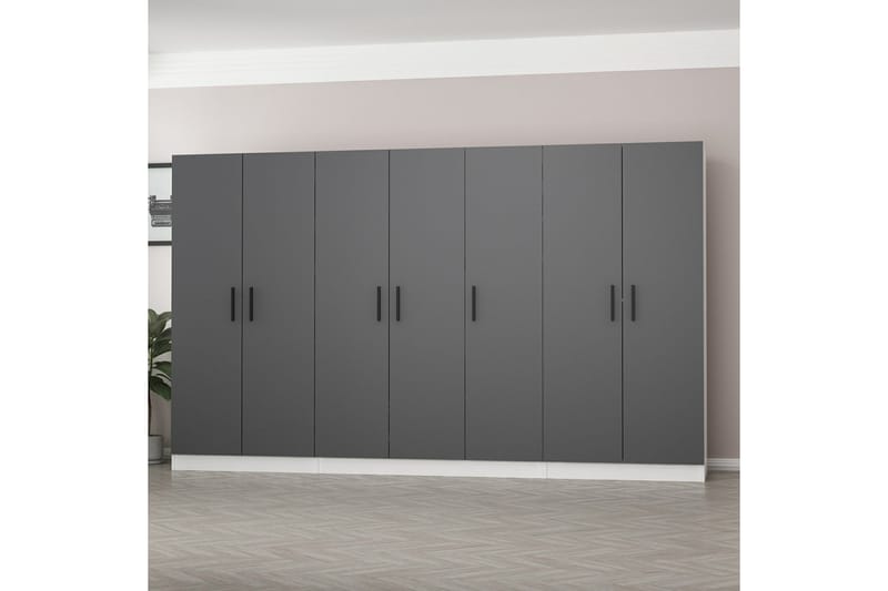 Garderobe Cambrian 315 cm - Grå/Hvit - Oppbevaring - Garderober & garderobesystem