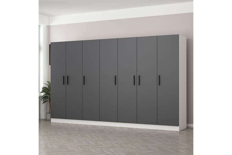 Garderobe Cambrian 315 cm - Grå/Hvit - Oppbevaring - Garderober & garderobesystem