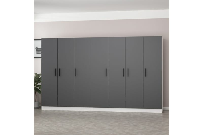 Garderobe Cambrian 315 cm - Grå/Hvit - Oppbevaring - Garderober & garderobesystem