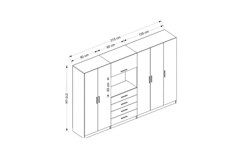 Garderobe Cambrian 315 cm - Hvit - Oppbevaring - Garderober & garderobesystem