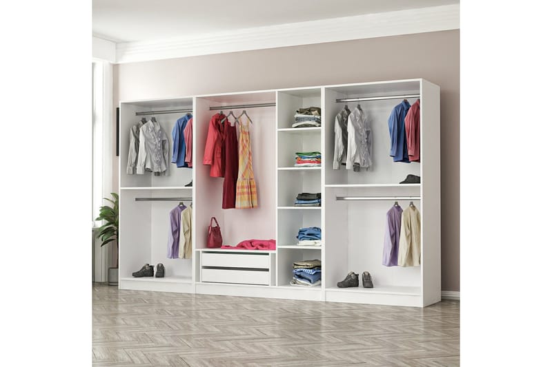 Garderobe Cambrian 315 cm - Hvit - Oppbevaring - Garderober & garderobesystem