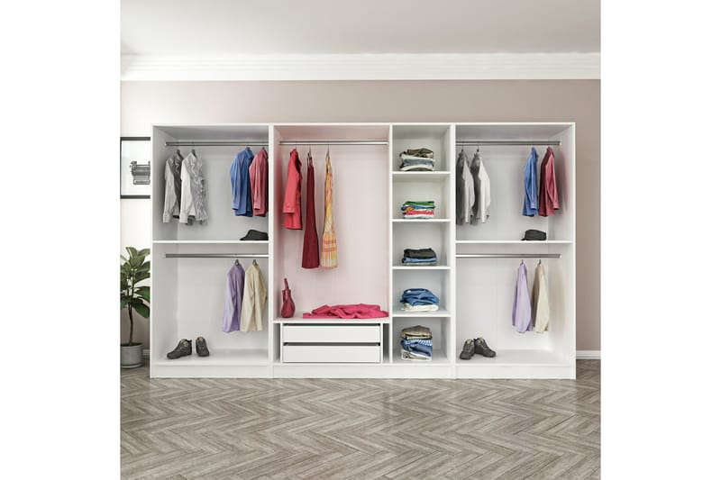 Garderobe Cambrian 315 cm - Hvit/Brun - Oppbevaring - Garderober & garderobesystem