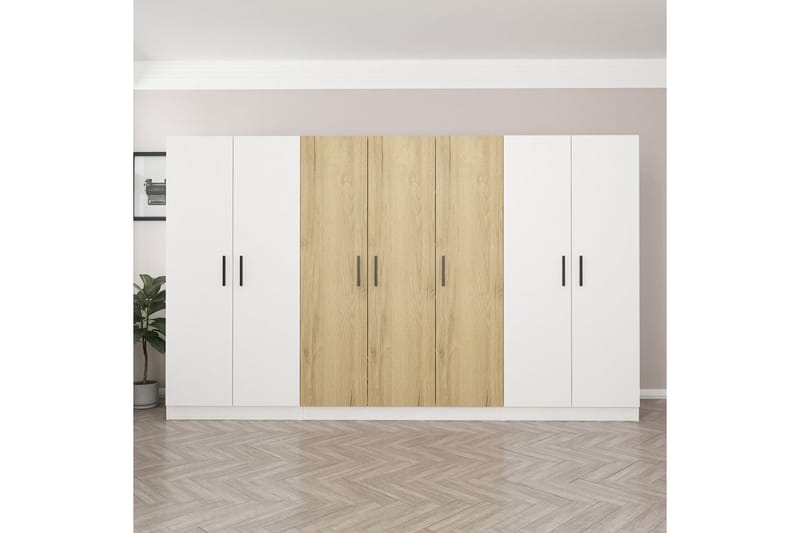 Garderobe Cambrian 315 cm - Hvit/Brun - Oppbevaring - Garderober & garderobesystem