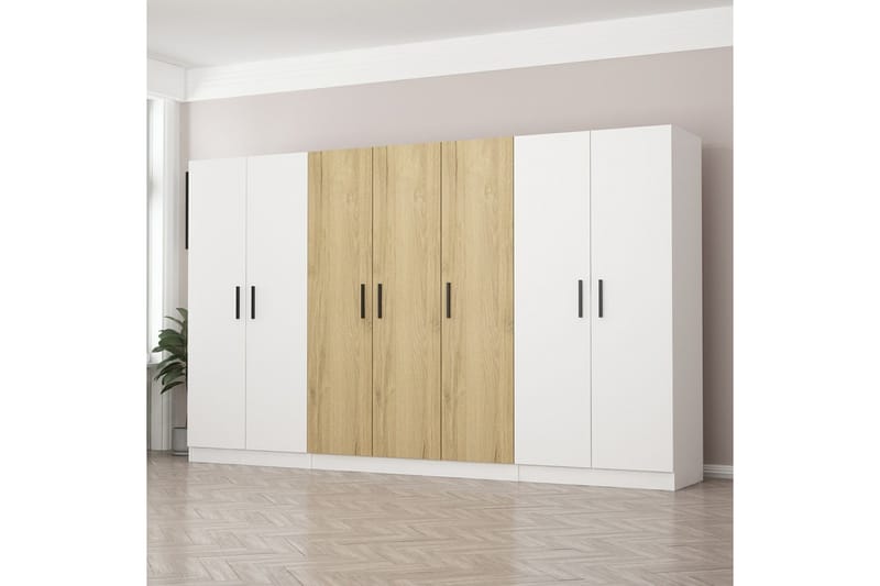 Garderobe Cambrian 315 cm - Hvit/Brun - Oppbevaring - Garderober & garderobesystem