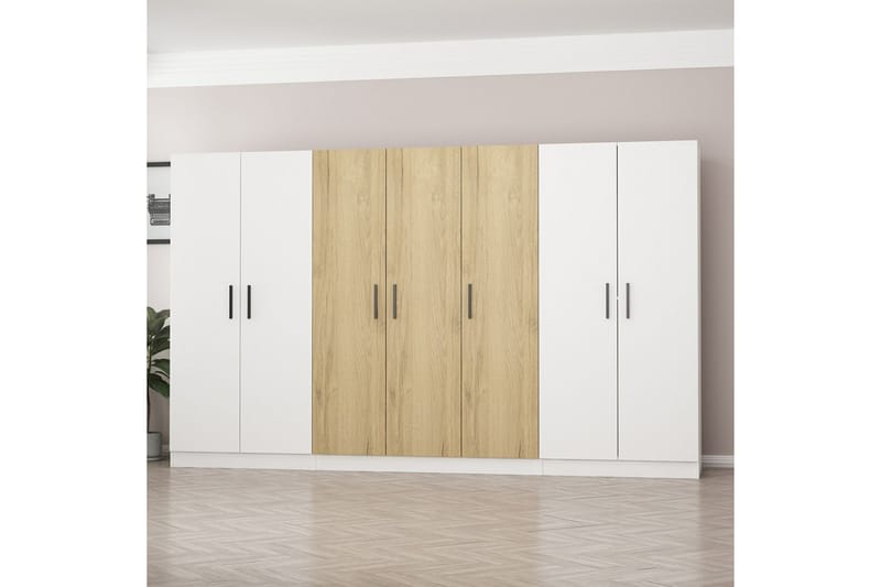 Garderobe Cambrian 315 cm - Hvit/Brun - Oppbevaring - Garderober & garderobesystem