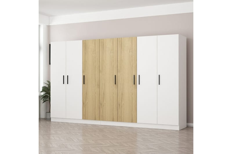 Garderobe Cambrian 315 cm - Hvit/Brun - Oppbevaring - Garderober & garderobesystem