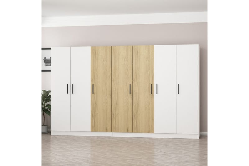 Garderobe Cambrian 315 cm - Hvit/Brun - Oppbevaring - Garderober & garderobesystem