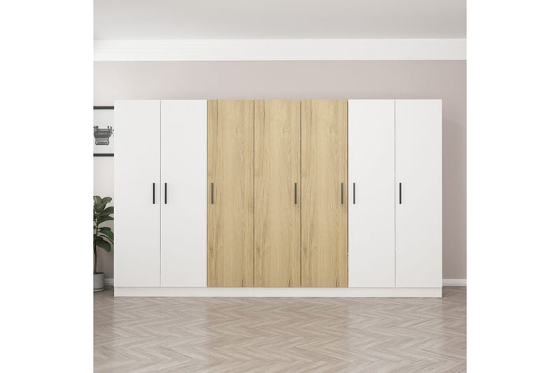 Garderobe Cambrian 315 cm - Hvit/Brun - Oppbevaring - Garderober & garderobesystem