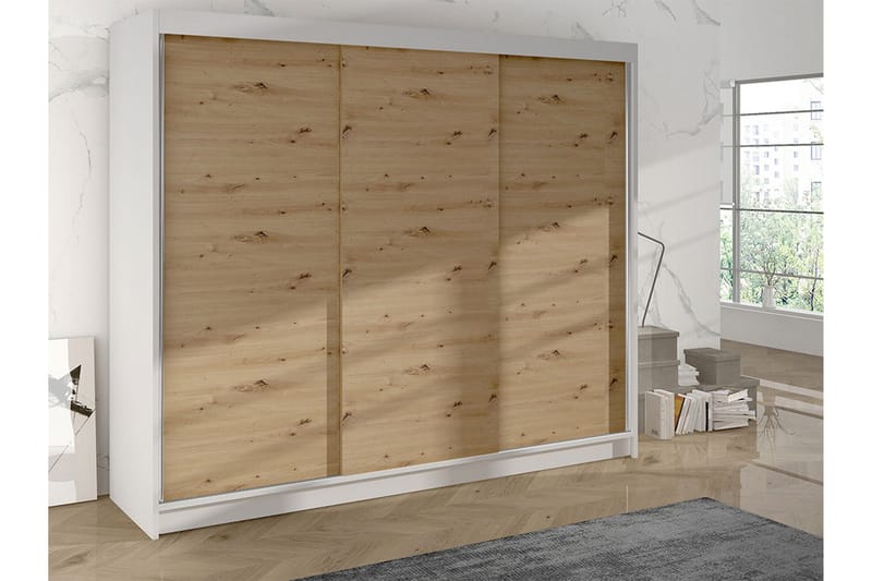 Garderobe Cyria 200x215 cm - Brun/Hvit - Oppbevaring - Garderober & garderobesystem