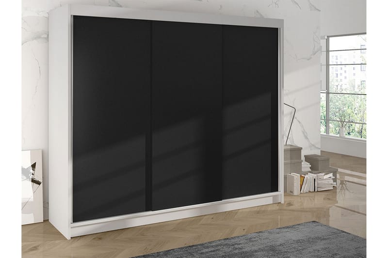 Garderobe Cyria 200x215 cm - Svart/Hvit - Oppbevaring - Garderober & garderobesystem