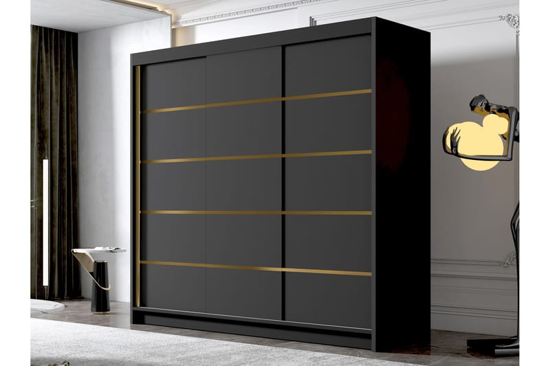 Garderobe Dianna 200x215 cm - Svart - Oppbevaring - Garderober & garderobesystem