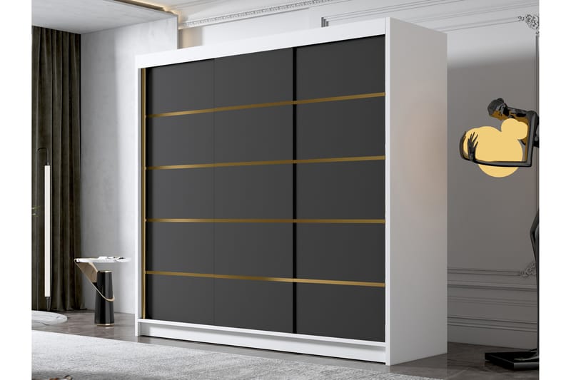 Garderobe Dianna 200x215 cm - Svart/Hvit - Oppbevaring - Garderober & garderobesystem