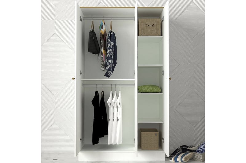 Garderobe Dunnam 105 cm - Hvit|Gull - Oppbevaring - Garderober & garderobesystem