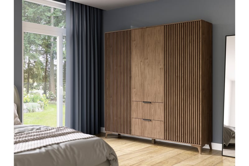 Garderobe Entsian 185x192 cm - Brun - Oppbevaring - Garderober & garderobesystem