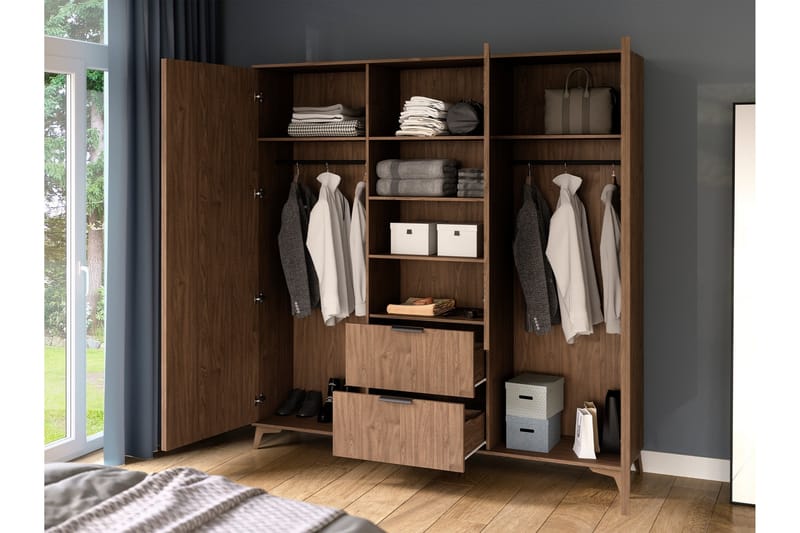 Garderobe Entsian 185x192 cm - Brun - Oppbevaring - Garderober & garderobesystem