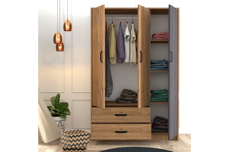 Garderobe Etersheim 48x120 cm - Natur/Grå - Oppbevaring - Garderober & garderobesystem