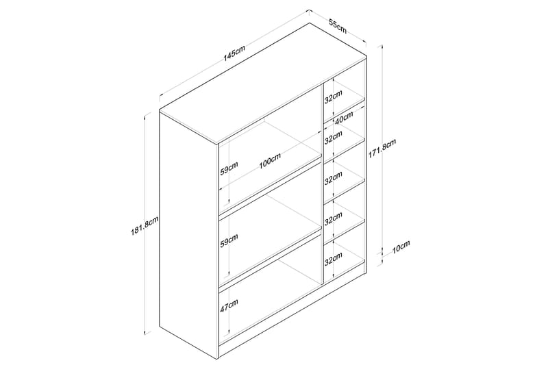 Garderobe Farmdon 55x145 cm - Hvit - Oppbevaring - Garderober & garderobesystem