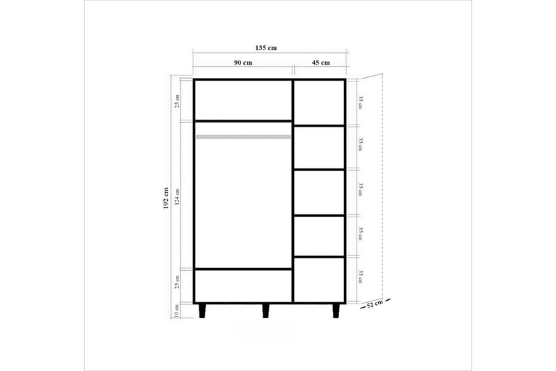 Garderobe Gillberga 135 cm - Brun - Oppbevaring - Garderober & garderobesystem