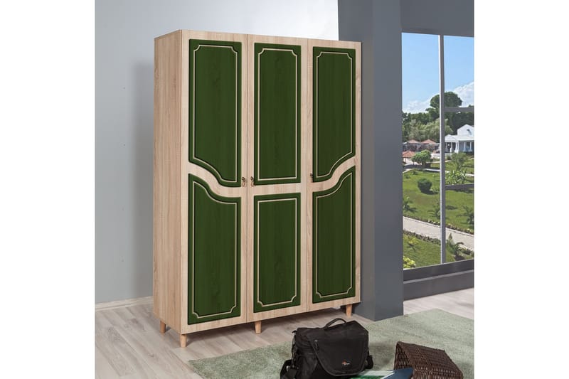 Garderobe Gillberga 135 cm - Brun/Grønn - Oppbevaring - Garderober & garderobesystem