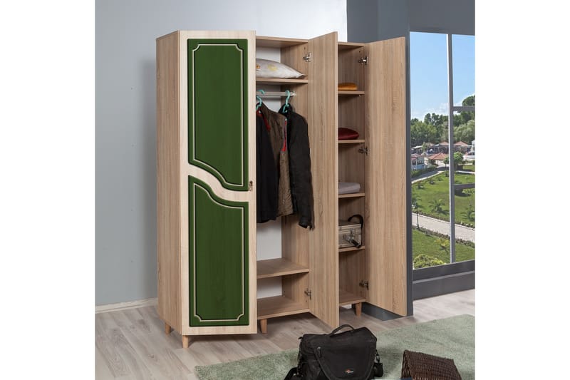 Garderobe Gillberga 135 cm - Brun/Grønn - Oppbevaring - Garderober & garderobesystem