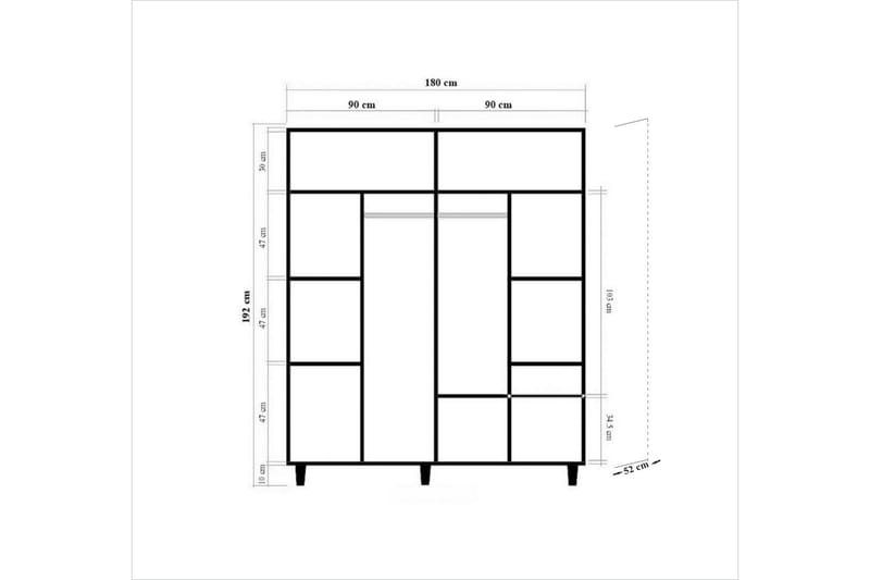 Garderobe Gillberga 180 cm - Brun/Eik - Oppbevaring - Garderober & garderobesystem