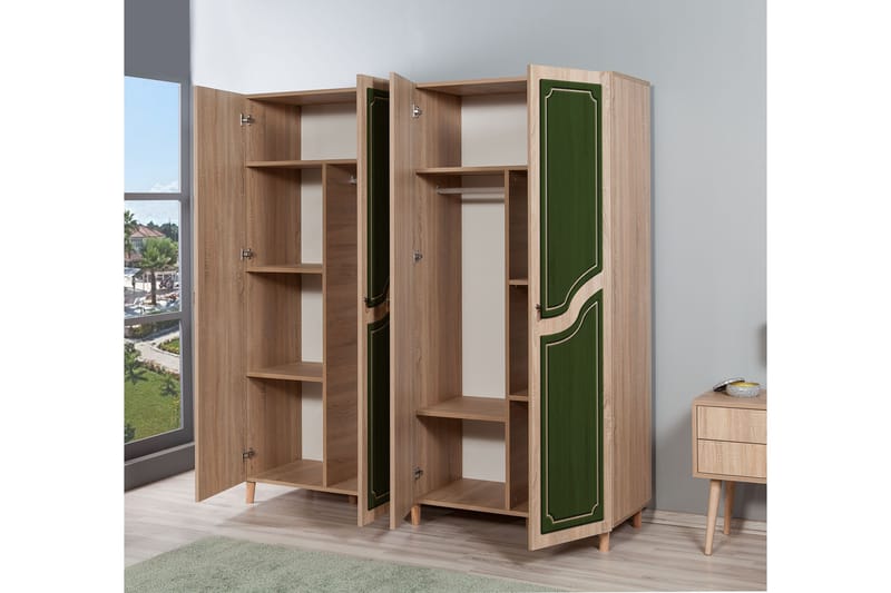 Garderobe Gillberga 180 cm - Brun/Grønn - Oppbevaring - Garderober & garderobesystem