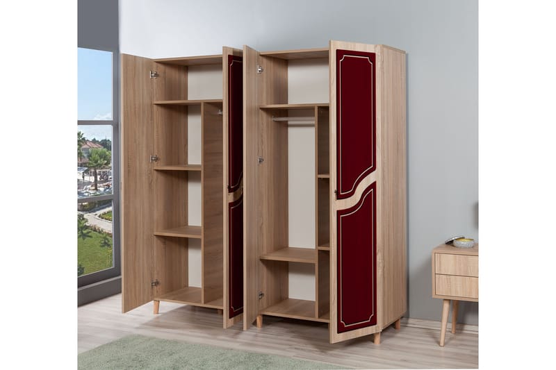 Garderobe Gillberga 180 cm - Brun/Rød - Oppbevaring - Garderober & garderobesystem