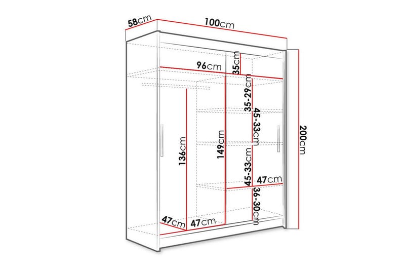 Garderobe Glenmore - Hvid - Oppbevaring - Garderober & garderobesystem