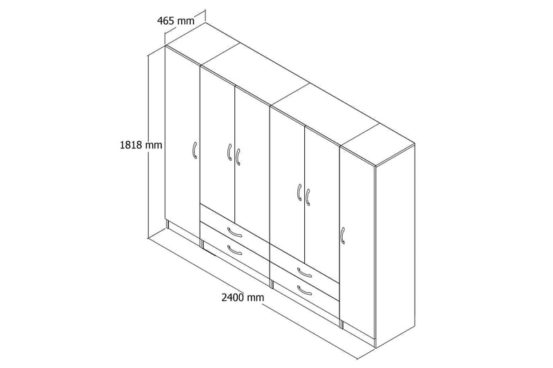 Garderobe GRD 240 cm - Hvit - Oppbevaring - Garderober & garderobesystem