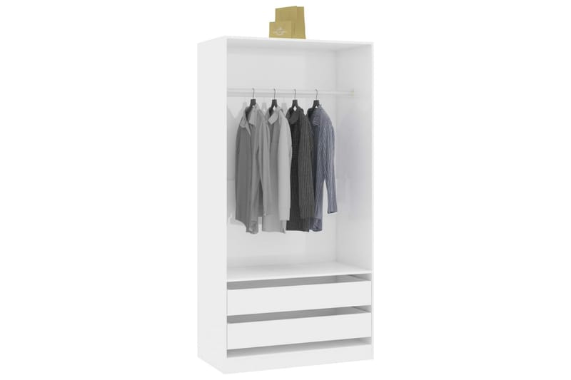 Garderobe høyglans hvit 100x50x200 cm sponplate - Hvit - Oppbevaring - Garderober & garderobesystem