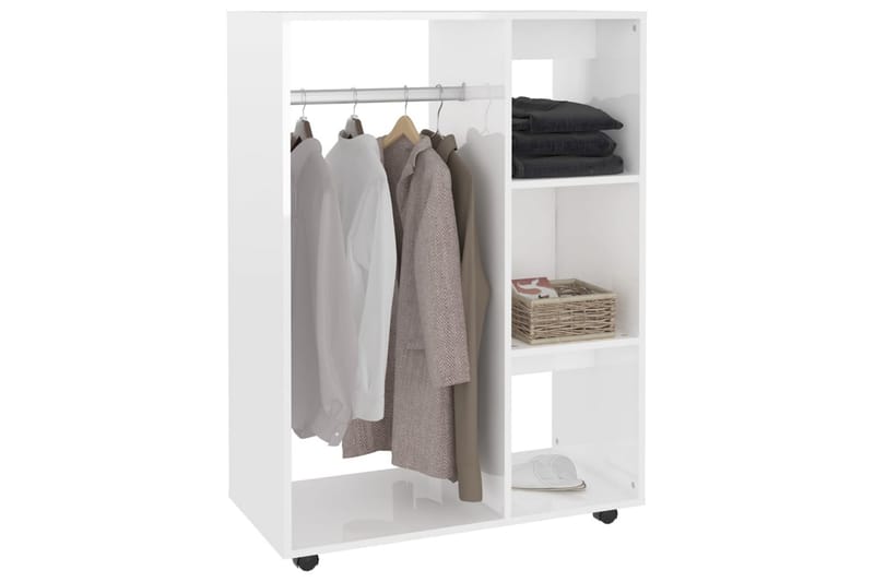 Garderobe høyglans hvit 80x40x110 cm sponplate - Hvit - Oppbevaring - Garderober & garderobesystem