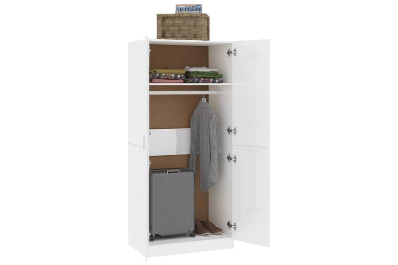 Garderobe høyglans hvit 80x52x180 cm sponplate - Oppbevaring - Garderober & garderobesystem