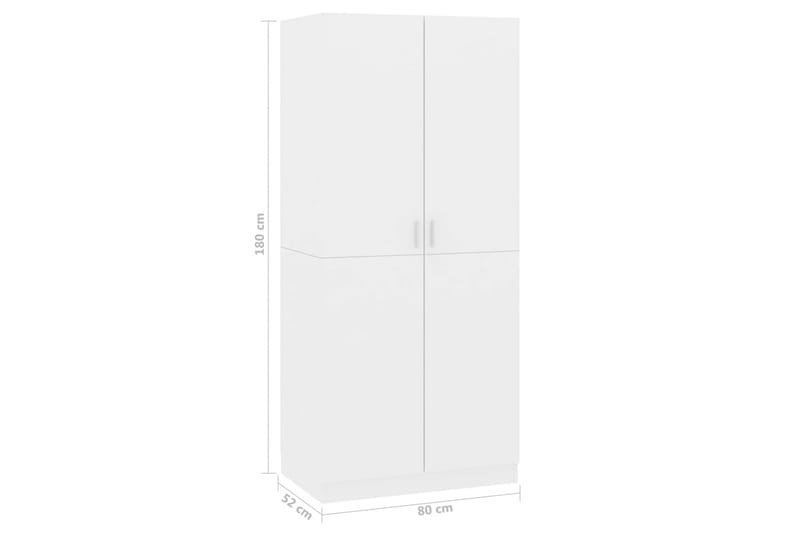 Garderobe høyglans hvit 80x52x180 cm sponplate - Oppbevaring - Garderober & garderobesystem