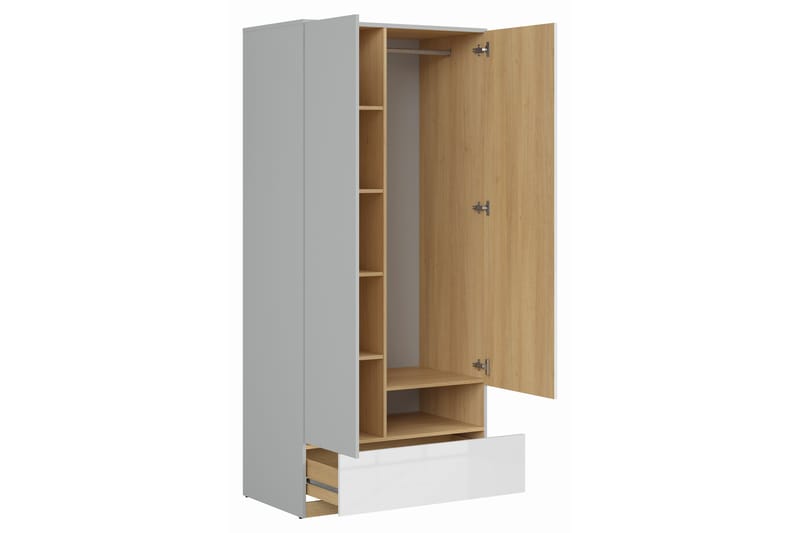 Garderobe Hagelsrum 55 cm - Lysegrå|Tre|Natur|Hvit - Oppbevaring - Garderober & garderobesystem