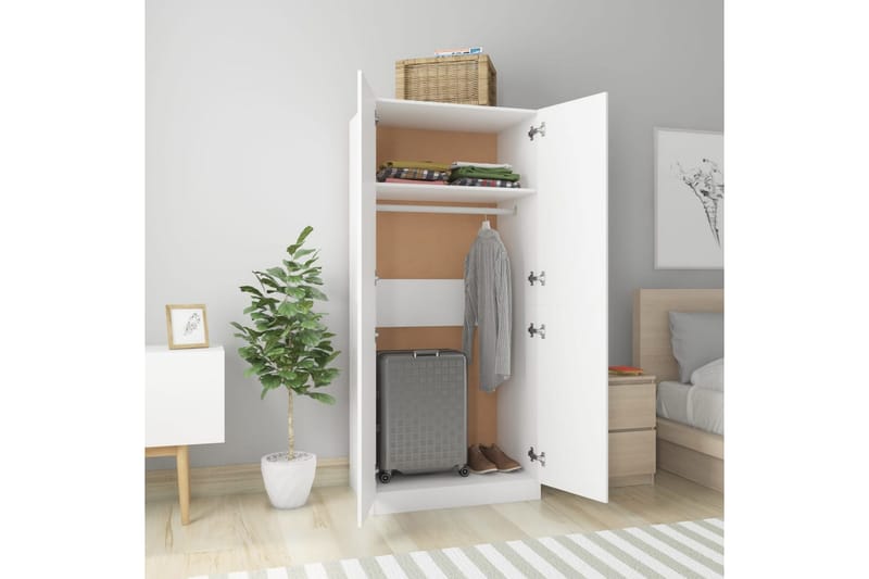 Garderobe hvit 80x52x180 cm sponplate - Oppbevaring - Garderober & garderobesystem