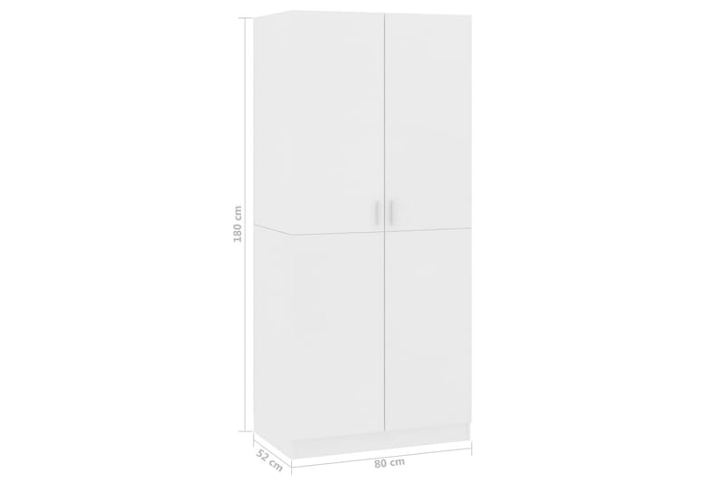 Garderobe hvit 80x52x180 cm sponplate - Oppbevaring - Garderober & garderobesystem