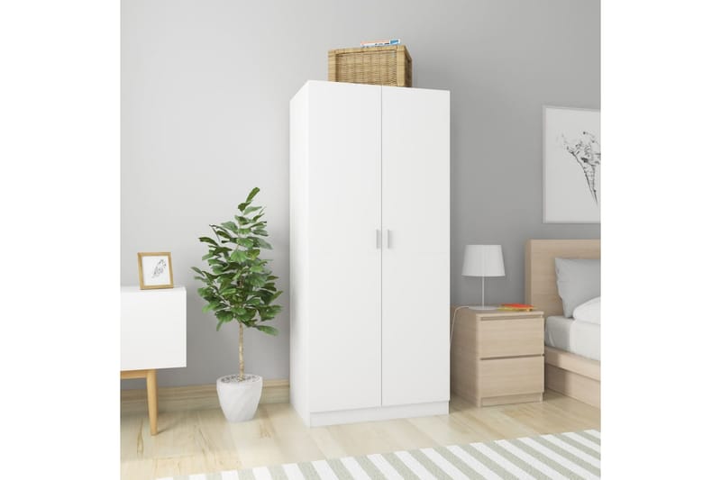 Garderobe hvit 80x52x180 cm sponplate - Oppbevaring - Garderober & garderobesystem