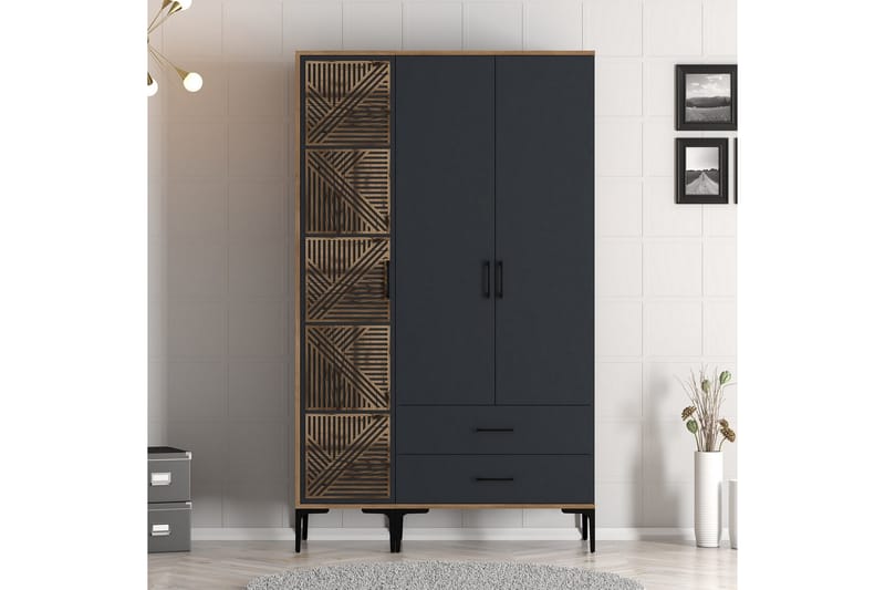 Garderobe Kumsal 120 cm - Antrasitt - Oppbevaring - Garderober & garderobesystem