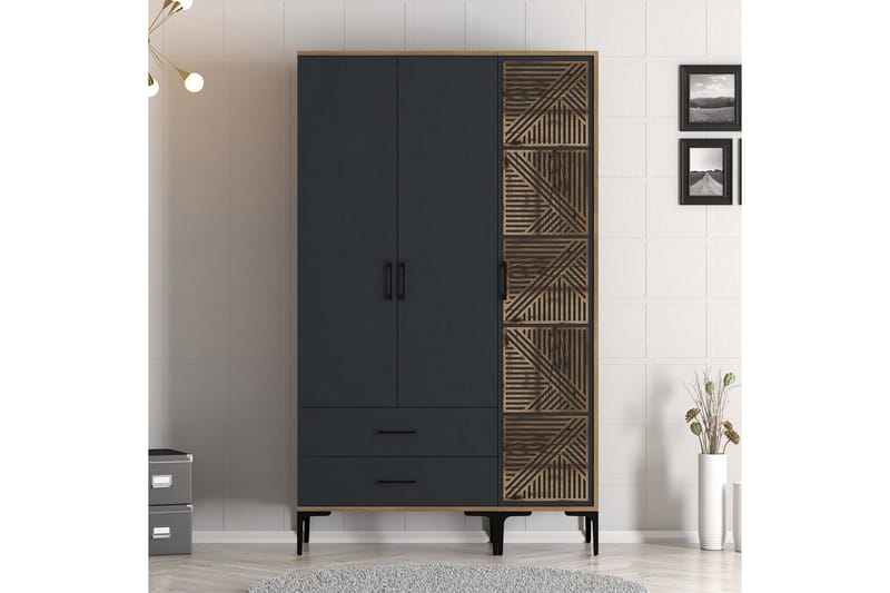 Garderobe Kumsal 120 cm - Antrasitt - Oppbevaring - Garderober & garderobesystem