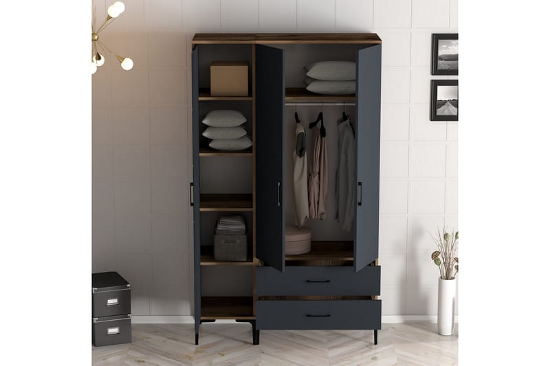 Garderobe Kumsal 120 cm - Antrasitt - Oppbevaring - Garderober & garderobesystem