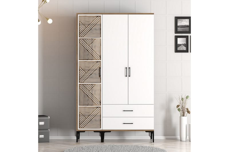 Garderobe Kumsal 120 cm - Brun/Hvit - Oppbevaring - Garderober & garderobesystem