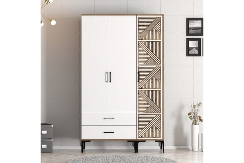 Garderobe Kumsal 120 cm - Brun/Hvit - Oppbevaring - Garderober & garderobesystem