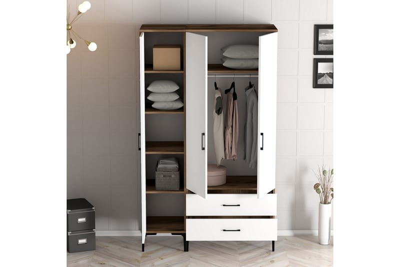 Garderobe Kumsal 120 cm - Brun/Hvit - Oppbevaring - Garderober & garderobesystem